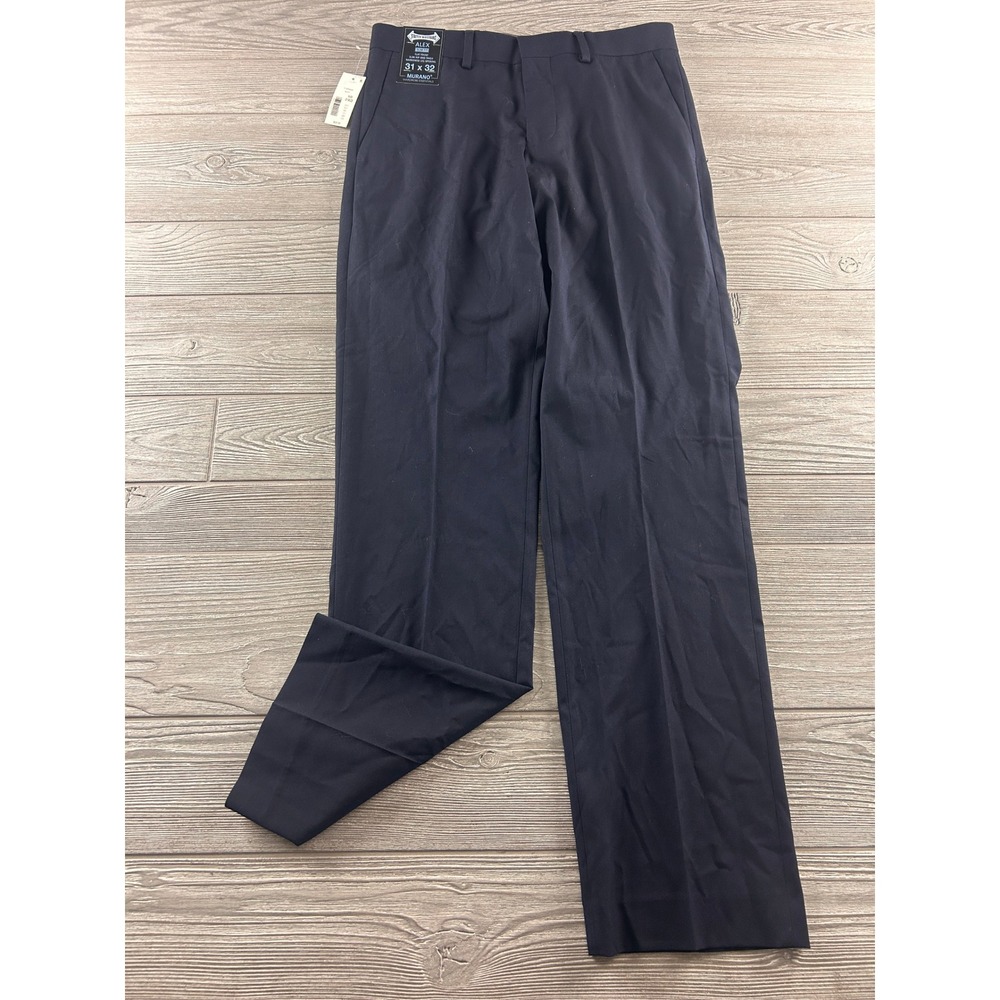 Murano Alex Slim Fit Dress Pants Mens 31x32 Navy Blue Stretch Waistband Y15PM020